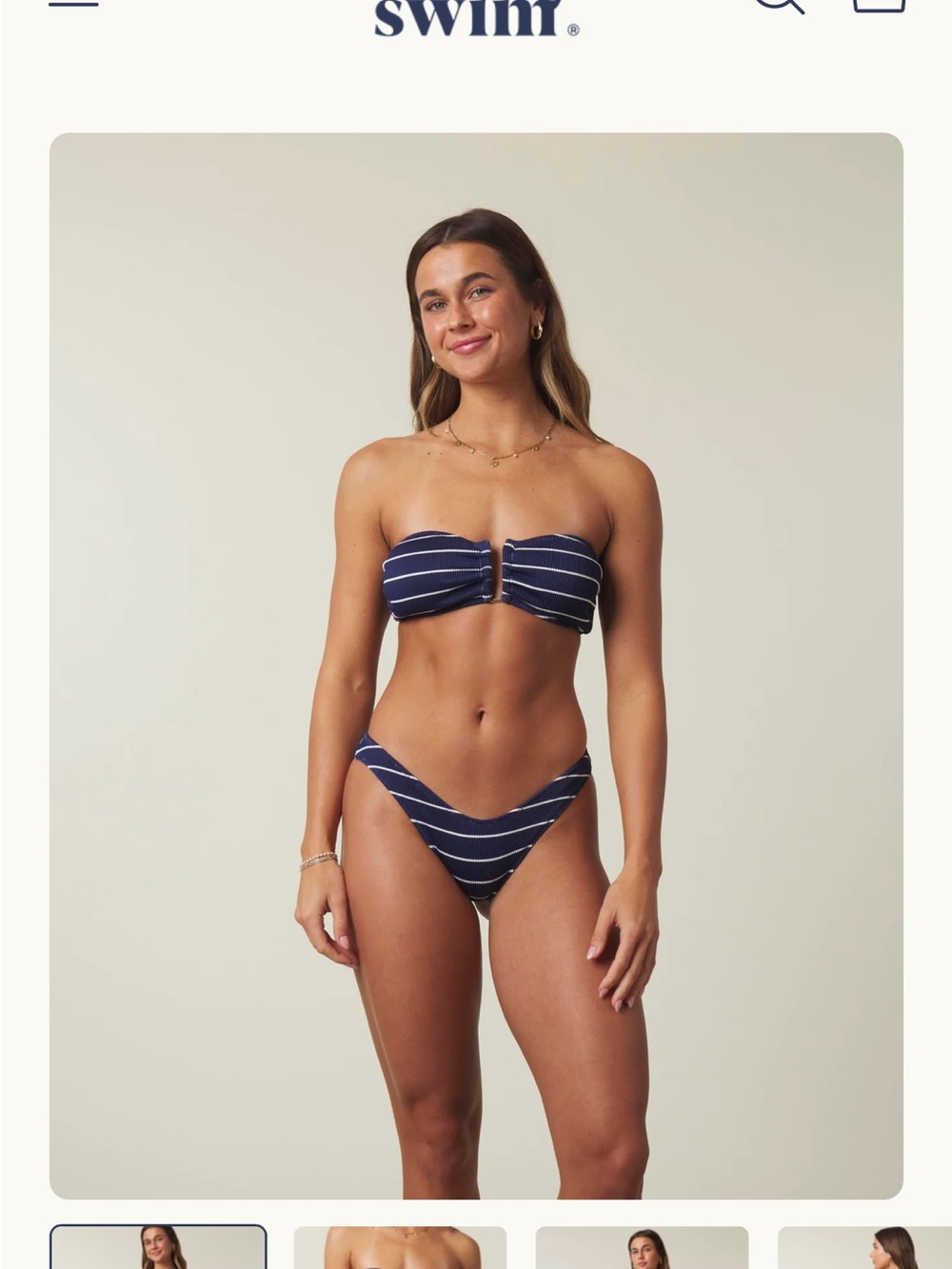 Honey Swim - Marine Ribbed | U Bandeau Top